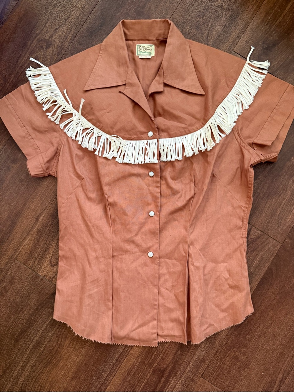 Vintage 1950s Belle Point Westerns Fringe Pearl Snap Cowgirl Shirt